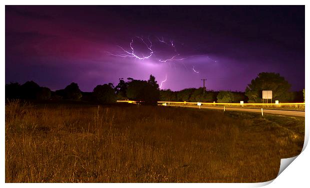 Lightning over Daylesford Print by Matthew Burniston