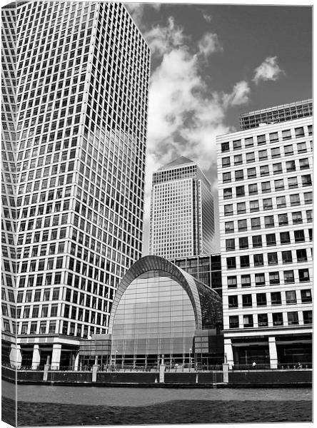 Canary Wharf River Thames London Canvas Print by Diana Mower