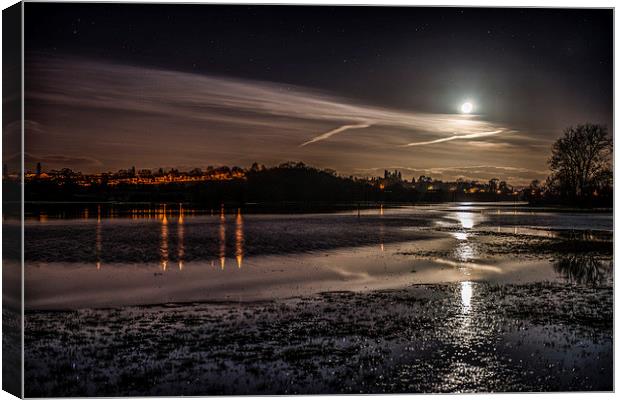 Setting Moon over Lugg Flats Canvas Print by Ian Collins