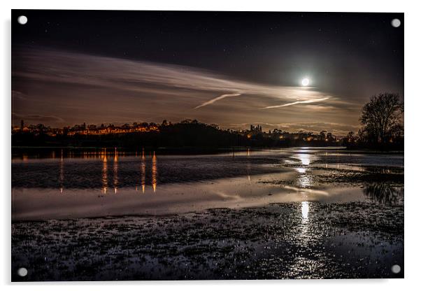 Setting Moon over Lugg Flats Acrylic by Ian Collins
