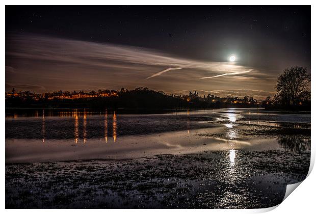 Setting Moon over Lugg Flats Print by Ian Collins