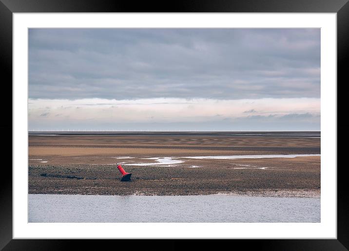 Low tide and distant wind farm. Wells-next-the-sea Framed Mounted Print by Liam Grant