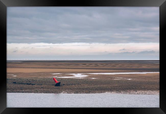 Low tide and distant wind farm. Wells-next-the-sea Framed Print by Liam Grant