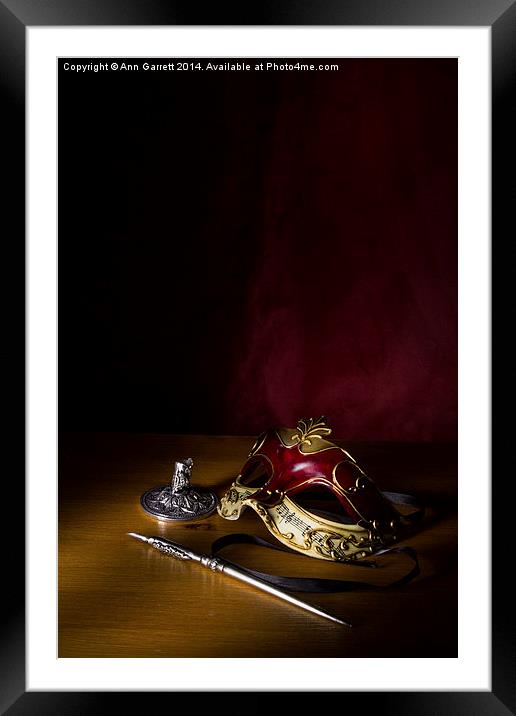 Red Masque Framed Mounted Print by Ann Garrett