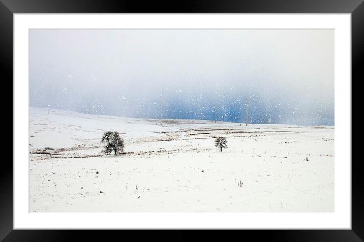 Windfarm Blizzard Framed Mounted Print by Kevin Dobie