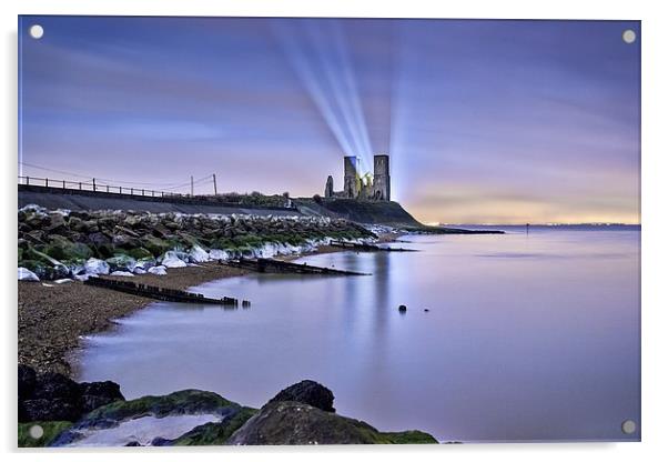 Reculver Towers at Night. Acrylic by Ian Hufton