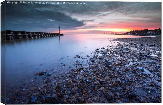 Sea Defences Canvas Print by Julian Mitchell