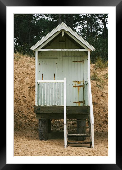 Beach hut beside coastal woodland. Framed Mounted Print by Liam Grant