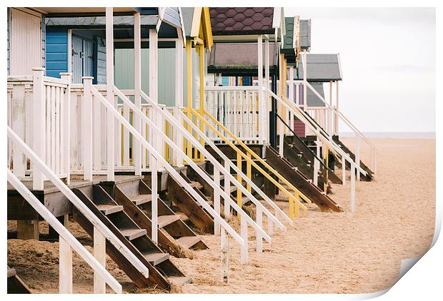 Beach huts at Wells-next-the-sea. Print by Liam Grant