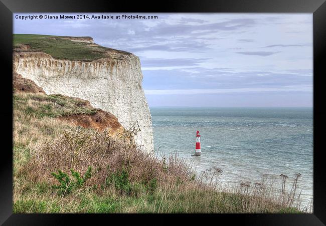 Beachy Head Lighthouse East Sussex Framed Print by Diana Mower