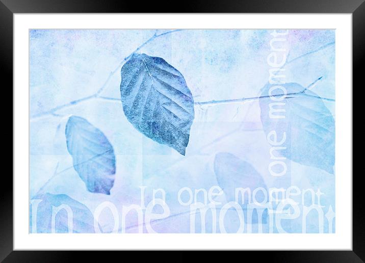 Leaves in Pastel Blue Contemporary Art Print Framed Mounted Print by Natalie Kinnear
