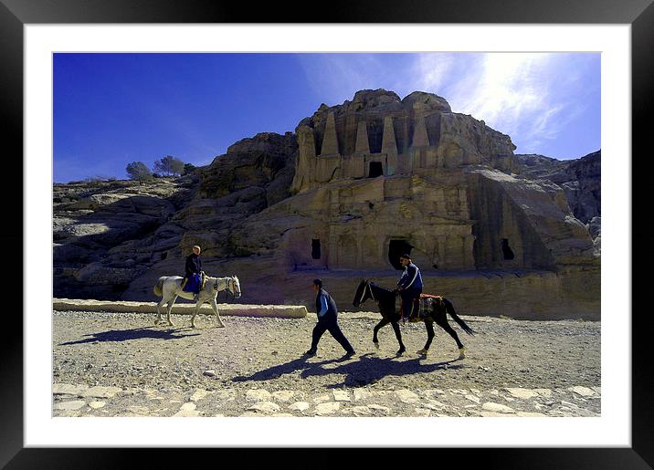 JST2959 Horses and riders, Petra Framed Mounted Print by Jim Tampin