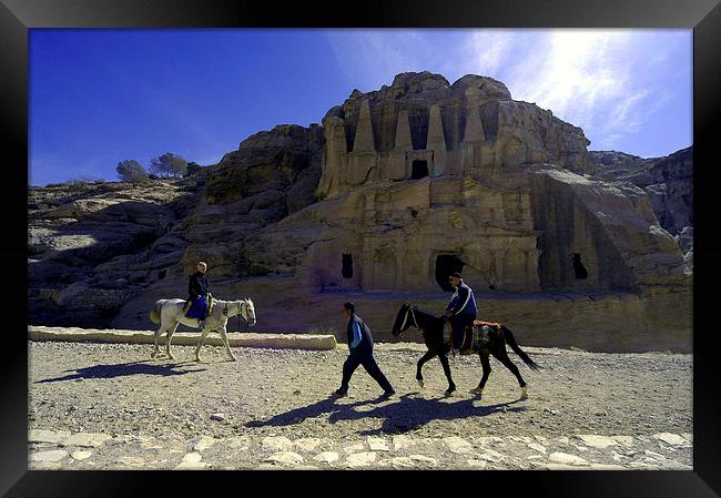 JST2959 Horses and riders, Petra Framed Print by Jim Tampin