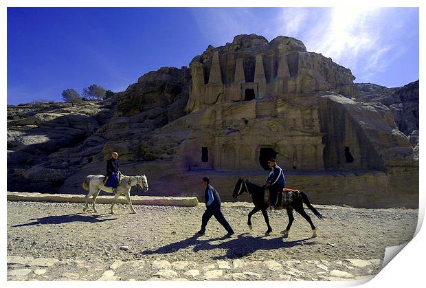 JST2959 Horses and riders, Petra Print by Jim Tampin