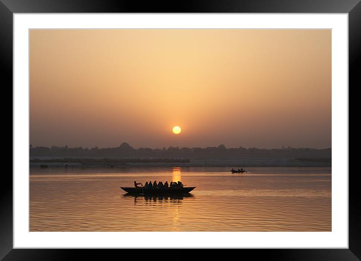 The sunrise mood of Varanasi Framed Mounted Print by Shraddha Rajgarhia