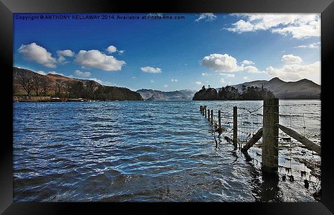 WINDY DAY ON DERWENT WATER Framed Print by Anthony Kellaway
