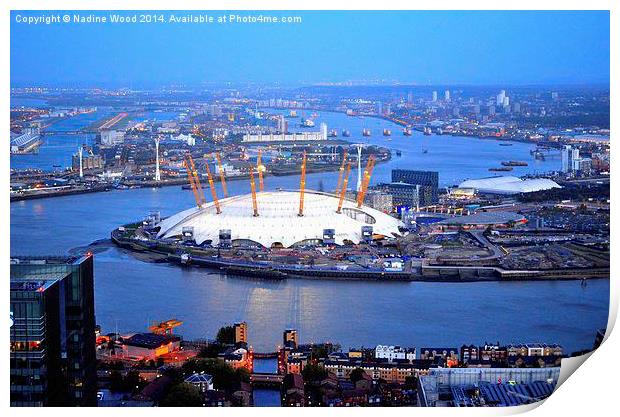 O2 wrapped in Thames Print by Nadine Wood