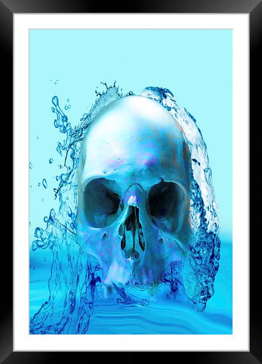 Skull in Water Framed Mounted Print by Matthew Lacey