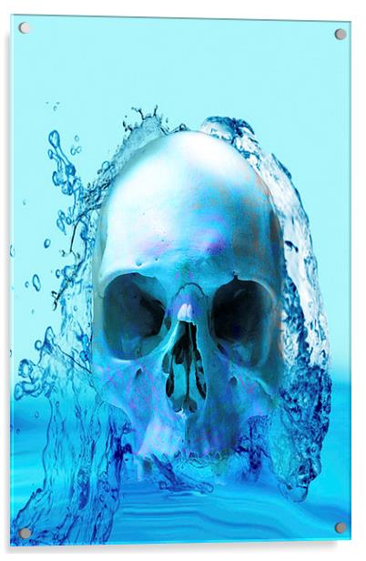Skull in Water Acrylic by Matthew Lacey