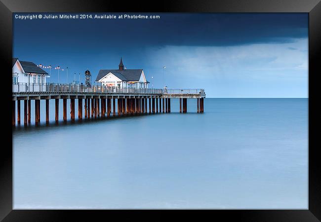 Storm over Southwold Pier Framed Print by Julian Mitchell