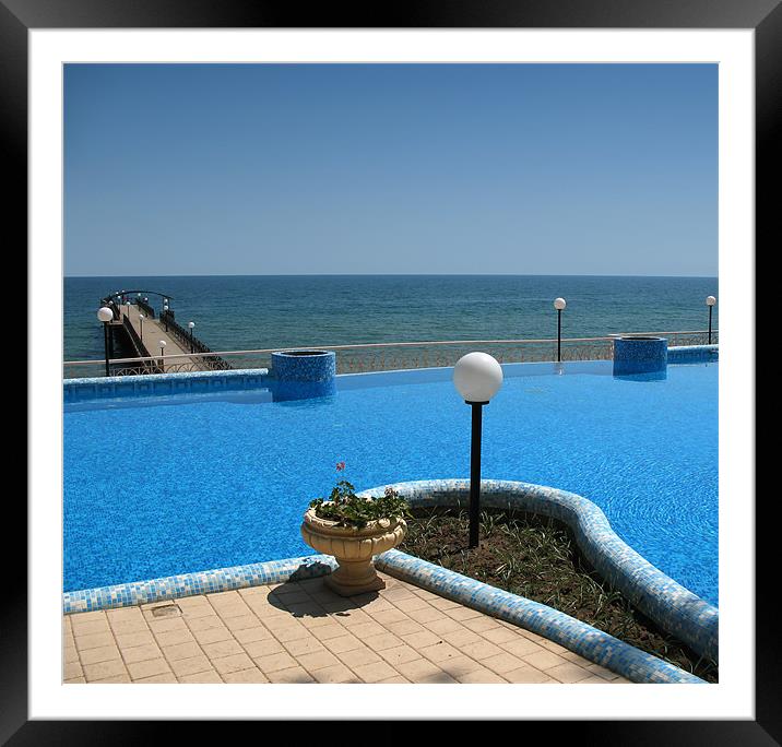 Sea View From The Pool Framed Mounted Print by Kamen Atanassov