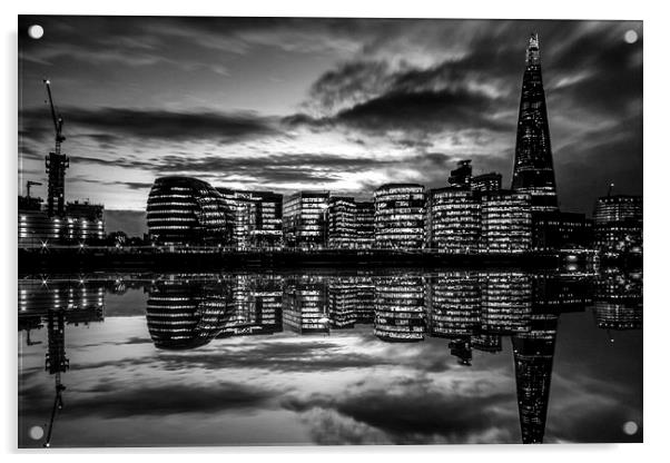 Shard Black and White reflection Acrylic by Oxon Images