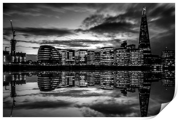 Shard Black and White reflection Print by Oxon Images