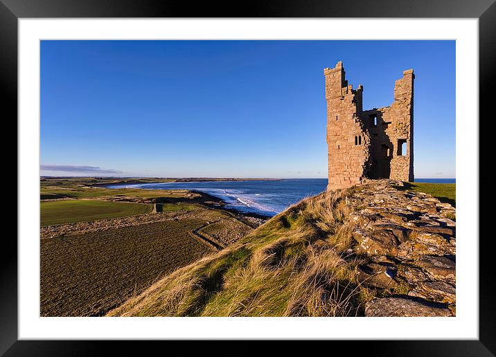Dunstanburgh Castle Tower Framed Mounted Print by Kevin Tate