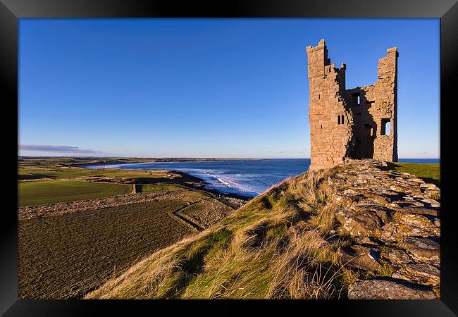 Dunstanburgh Castle Tower Framed Print by Kevin Tate