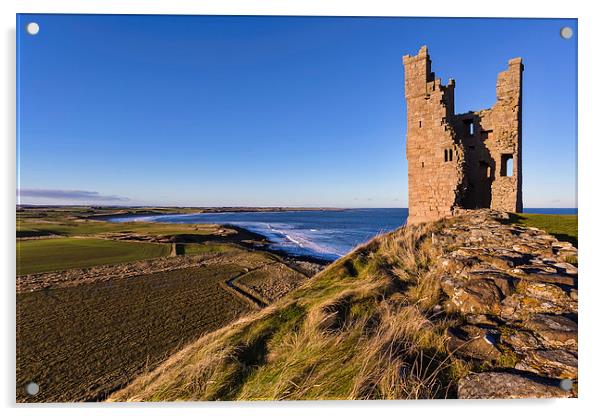 Dunstanburgh Castle Tower Acrylic by Kevin Tate