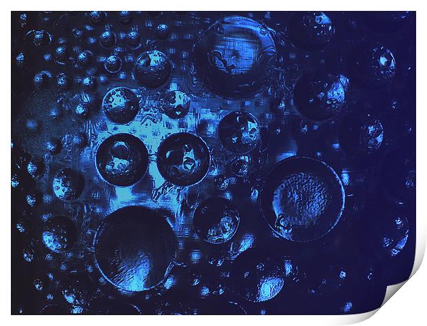 Crystal Congealed Drops Blue 2 Print by Ferenc Kalmar
