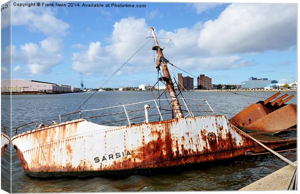 Research ship ‘Sarsia’ sunk in Birkenhead’s East F Canvas Print by Frank Irwin