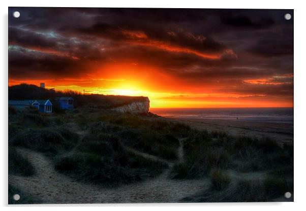 Hunstanton beach huts at sunset Acrylic by Gary Pearson