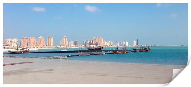 Katara beach in Qatar Print by a aujan