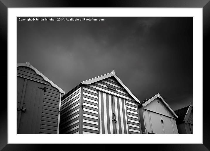 Stormy Beach Huts Framed Mounted Print by Julian Mitchell