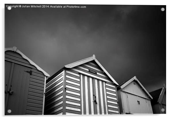 Stormy Beach Huts Acrylic by Julian Mitchell