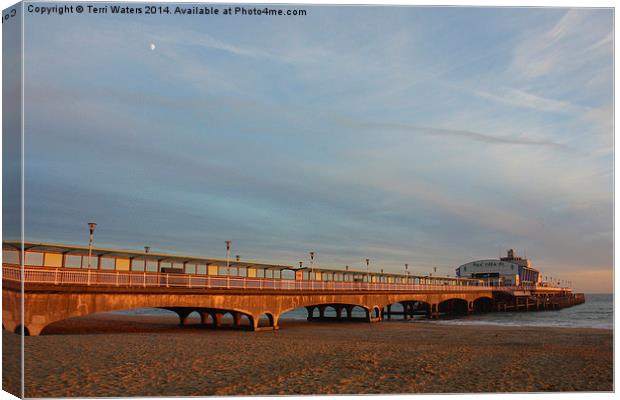 Moon Rise Over Bournemouth Pier Canvas Print by Terri Waters