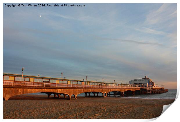 Moon Rise Over Bournemouth Pier Print by Terri Waters
