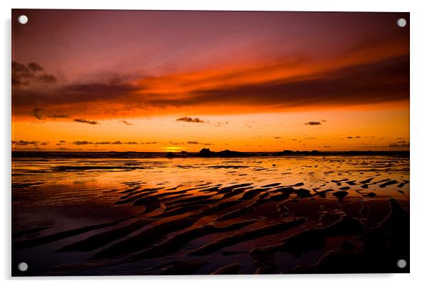 Cornish Sunset Acrylic by John Morton