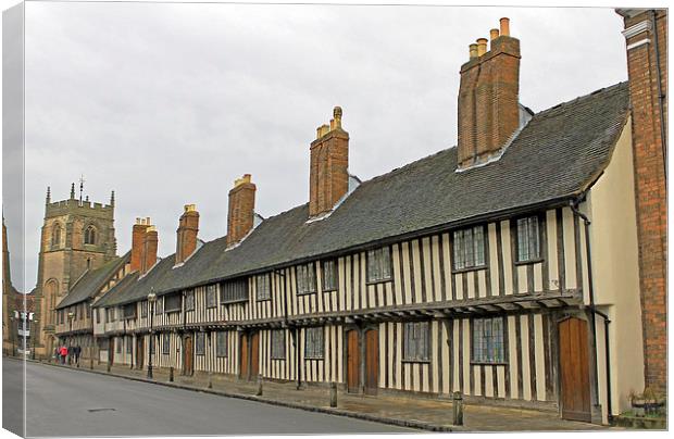 Almshouses in Stratford upon Avon Canvas Print by Tony Murtagh