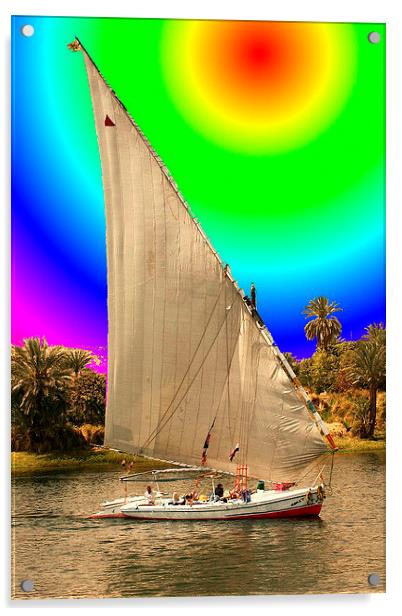 Sailing on the Nile Acrylic by Matthew Lacey