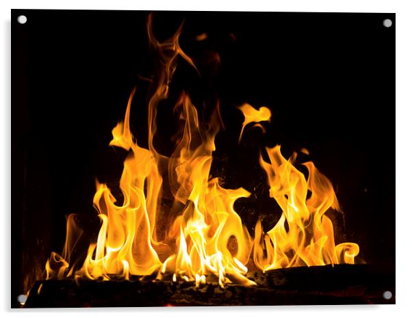 fireplace  ablaze Acrylic by Eric Fouwels