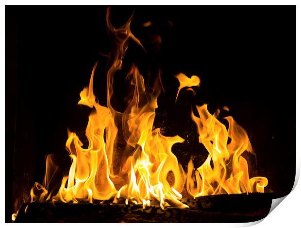 fireplace  ablaze Print by Eric Fouwels
