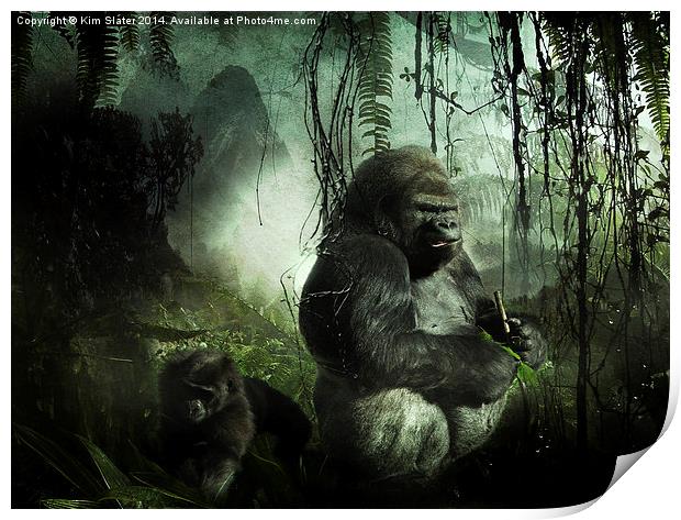 Gorillas in the mist Print by Kim Slater