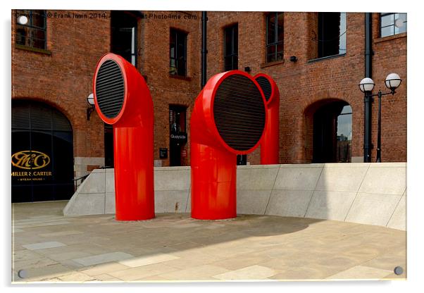 Red ventilators in Liverpool’s Albert Dock Acrylic by Frank Irwin
