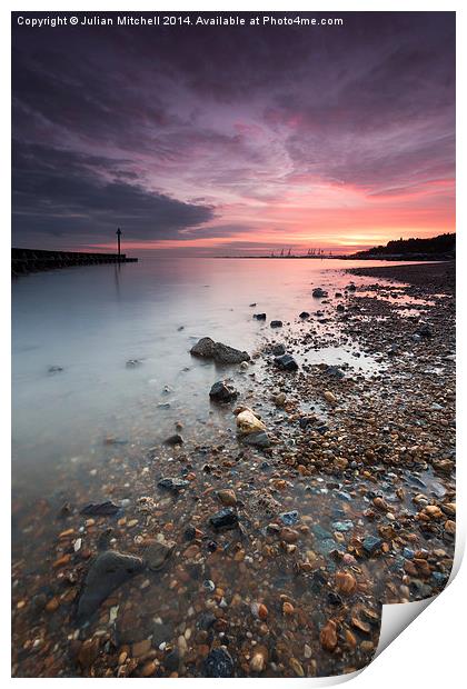 Felixstowe at Sunset Print by Julian Mitchell