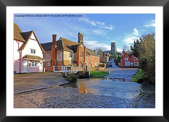 Kersey Street and ford Suffolk Framed Mounted Print by Diana Mower