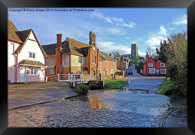 Kersey Street and ford Suffolk Framed Print by Diana Mower