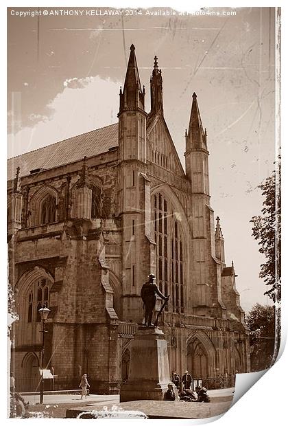 LONE SOLDIER WINCHESTER CATHEDRAL Print by Anthony Kellaway