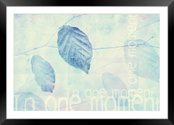Leaves in Blue Ginger Contemporary Art Print Framed Mounted Print by Natalie Kinnear